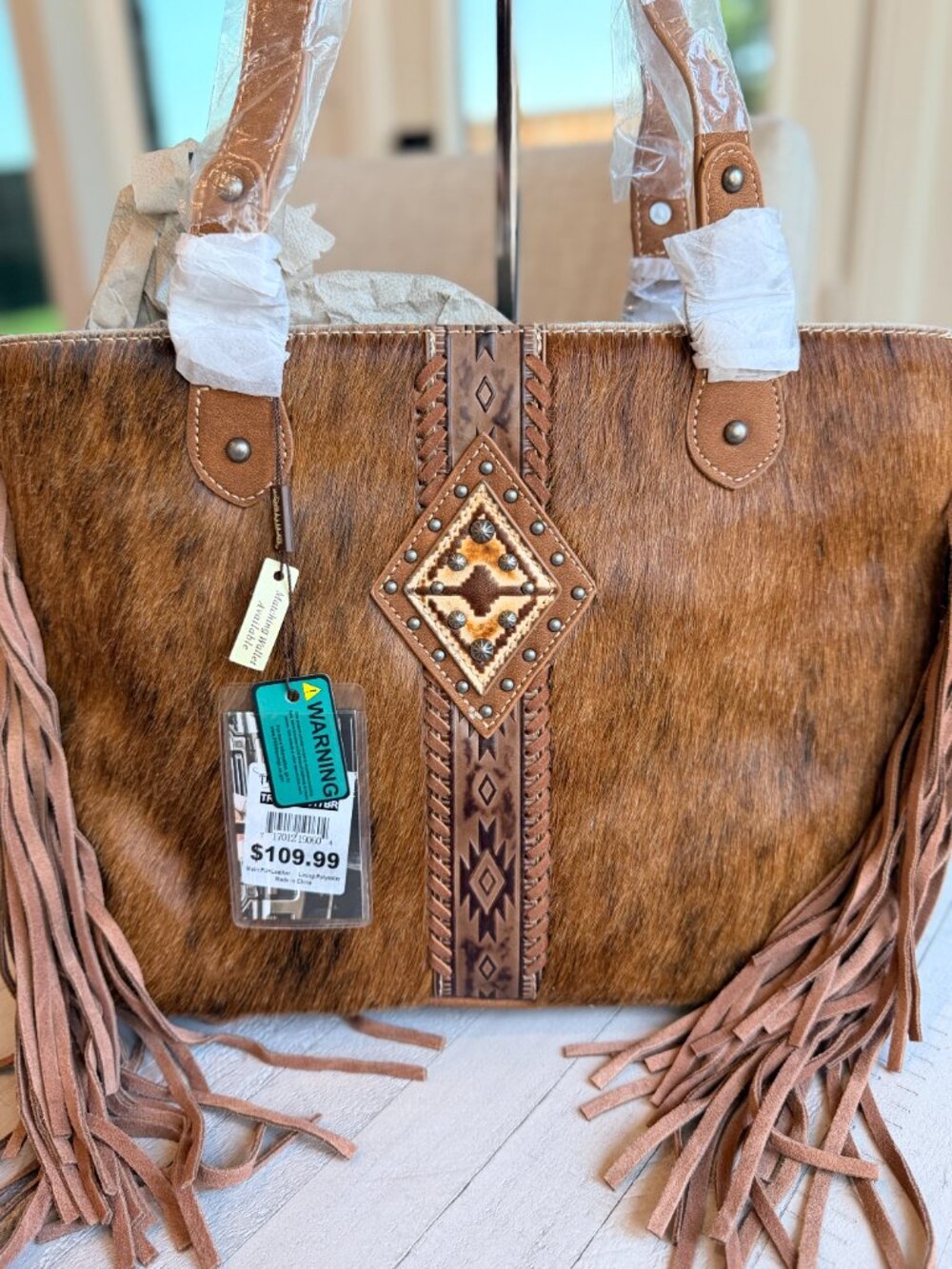 Trinity Ranch Hair On Cowhide Concealed Carry Tote - Brown - Picture 2 of 6